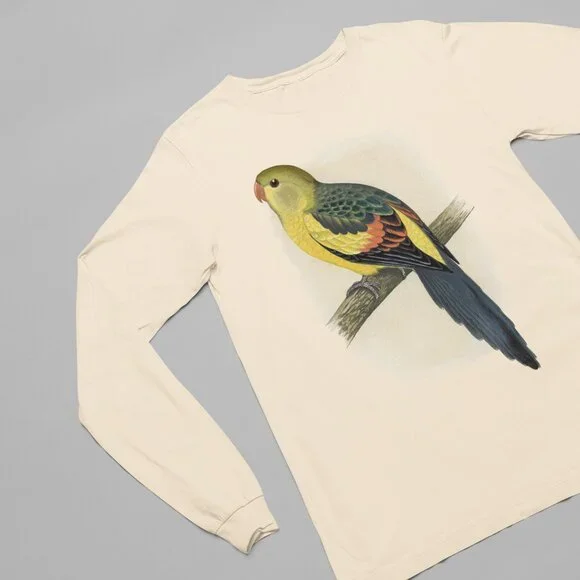 Regent Parrot Vintage Print Long Sleeve Graphic Tee T-shirt S M L XL - Picture 2 of 6